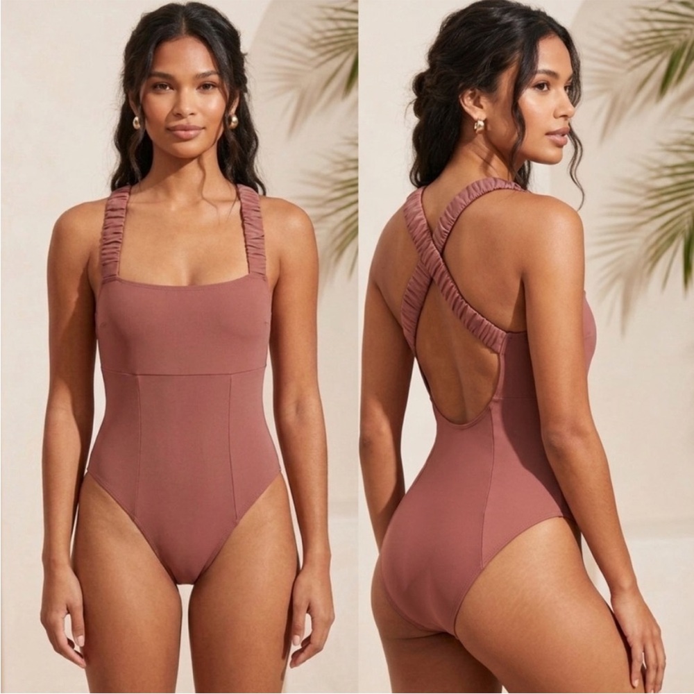 NOMADS SWIMWEAR Wave One Piece Swimsuit Dusty Rose Size Small